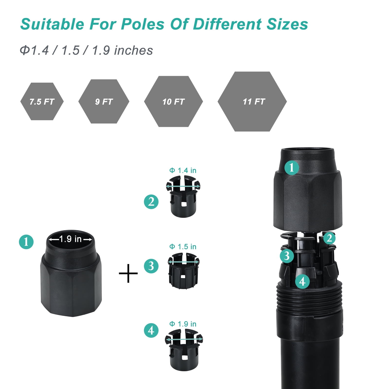 Aoodor Fillable Patio Umbrella Base Heavy Duty with Wheels and Pull Rod for Deck, Poolside, Lawn(Black)