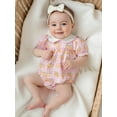 thumbnail image 4 of BemeyourBBs Girl Pumpkin Print Jumpsuit Short Sleeve Doll Collar Plaid Romper, 4 of 9