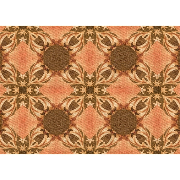 Ahgly Company Indoor Rectangle Patterned Cantaloupe Orange Area Rugs, 4' x 6'