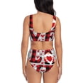 thumbnail image 3 of Wukai Buffalo Plaid Love And Gnome Women's Bikini Set Two Piece,wimsuit High Waisted V Neck Twist Front Adjustable Spaghetti Straps Bathing Suit-Large, 3 of 7