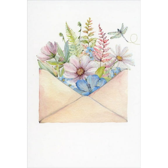 Pictura Envelope Bouquet and Single Dragonfly Blank Note Card