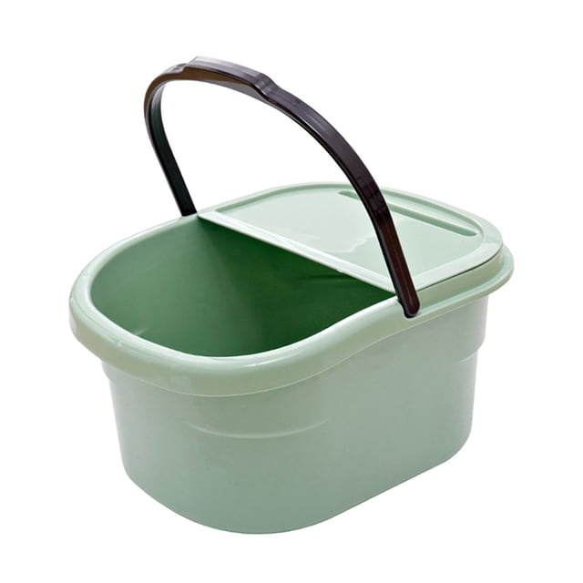 Lavabo para baño de pies, bañera de para pies, portátil, de 12 l, con soporte para teléfono de 30 cm de altura, para hotel, para ver la te verde