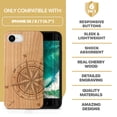 thumbnail image 7 of Case Yard Wooden Case Outside Soft TPU Silicone, Slim Fit Shockproof Wood Protective Phone Cover for Girls Boys Men and Women, Supports Wireless Charging Compass Rose Design case for iPhone-SE, 7 of 7