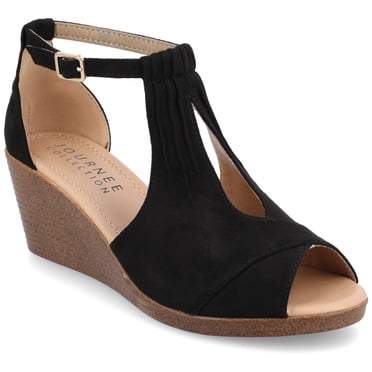 Journee Womens Kedzie Peep Toe Wedge Sandals, Widths Available