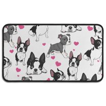 Pug and Love Heart Door Rugs,Washable Non Slip Door Mats Indoor,Decorative Door Mats,Entry Mat Indoor for Entrance,Bedroom,Kitchen,Bathroom,30"x17"