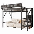 thumbnail image 6 of Mirightone Twin Size Loft Bed with Stairs and Storage, Metal Loft Bed Frame with A Shelf and Large Under-Bed Space, Heavy-Duty Loft Beds for Boys Girls Teens, Black, 6 of 7