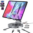 thumbnail image 1 of Concentrador Usb C Para Estación De Acoplamiento Ipad Pro Foloda Soporte Plegable Giratorio Para Tableta Tipo C 8 En 1 Con Puerto De Datos Hdmi 4K Usb C 3.0 2*Usb A 3.0 Carga Pd De 100 W Auxiliar De 3, 1 of 5