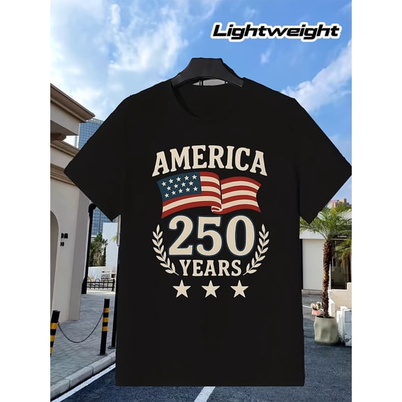 America 250 Years Anniversary T-Shirt Retro USA Flag Patriotic Graphic Tee for Men Women Vintage 1776-2026 Semiquincentennial Celebration Top