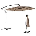 thumbnail image 1 of 10FT Cantilever Patio Umbrella with 32 Solar-Powered LED Lights Outdoor Patio Offset Umbrella for Patio Garden Pool Beach Yard Brown, 1 of 10