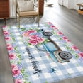 thumbnail image 3 of Spring Kitchen Runner Rug 2.7x5 Washable Runners for Hallway Non Slip Truck Botanical Rose Leaves Blue White Plaid Large Area Rug Indoor Floor Carpet for Bathroom Laundry Entryway Bedroom Living Room, 3 of 8