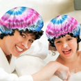 thumbnail image 6 of Shower Caps,Colorful Mandala Tie Dye Pattern Waterproof Shower Cap for Women 4 Pieces,Double Reusable Hair Cover for Shower PEVA Elastic Stretch Hem, 6 of 7