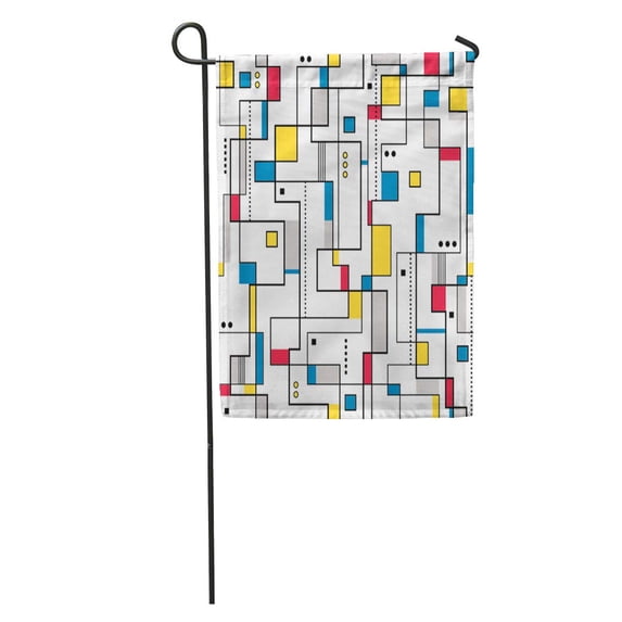 LADDKE Gray Bauhaus Yellow Red Blue Abstract Pattern Colorful Modern Mondrian Garden Flag Decorative Flag House Banner 28x40 inch