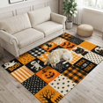 thumbnail image 2 of Area Rugs 3'x5', Checkered Halloween Carpet Runner Indoor Outdoor Rugs Home Decor Aesthetic, Pumpkins Cat Plaid Vintage Art Non Slip Mats Washable Accent Rug for Living Room Bedroom, 2 of 7