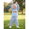 thumbnail image 3 of BemeyourBBs Boy 2-piece Outfit Long Sleeve Embroidery Sweatshirt Plaid with Pants, 3 of 9