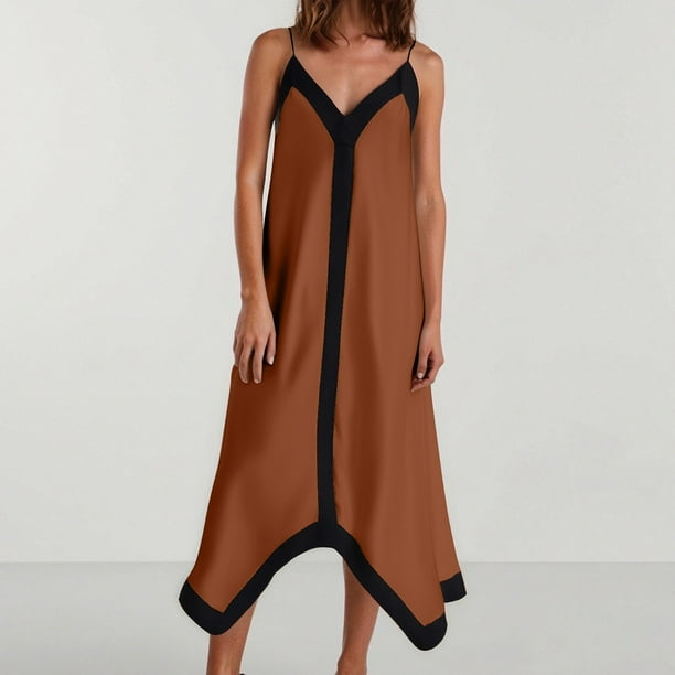 WILLBEST Vestido De Lino Para Mujer, Informal, Con Escote En V Y Espalda Descubierta, Con Tirantes Finos, Para Primavera Y Verano, Salidas Diarias Y Actividades De Ocio.