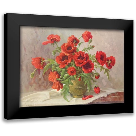 Krueger, E. 14x11 Black Modern Framed Museum Art Print Titled - A BUNCH OF POPPIES
