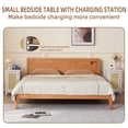 thumbnail image 6 of Boho Nightstand with Charging Station, End Table with Rattan Decorated Door and Adjustable Shelf, Bedside Storage Cabinet for Bedroom, Living Room, 6 of 10