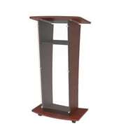 FixtureDisplays® Wood Podium with Clear Acrylic Front Panel, 46" Tall X 24" Wide X 16" Deep Pulpit Lectern, Easy Assembly Required 1803-5-RED-CLEAR