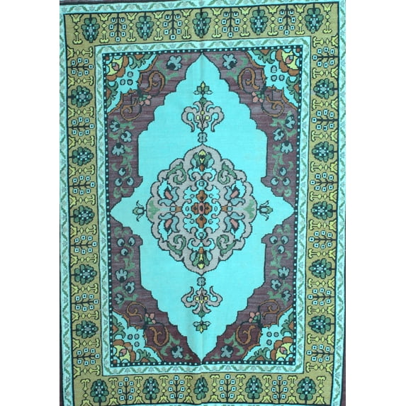 Ahgly Company Indoor Rectangle Persian Light Blue Traditional Area Rugs, 2' x 5'