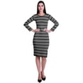 thumbnail image 2 of Moomaya Printed Full Sleeve Bodycon Dress for Women Scoop Neck Side Slit Casual Clothing, 2 of 8