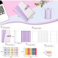 thumbnail image 3 of Carpeta de presupuesto A6 con cremallera, hojas de presupuesto con 14 sobres transparentes, portadocumentos multiusos para oficina, agenda para tarjetas de presentación, color morado., 3 of 8