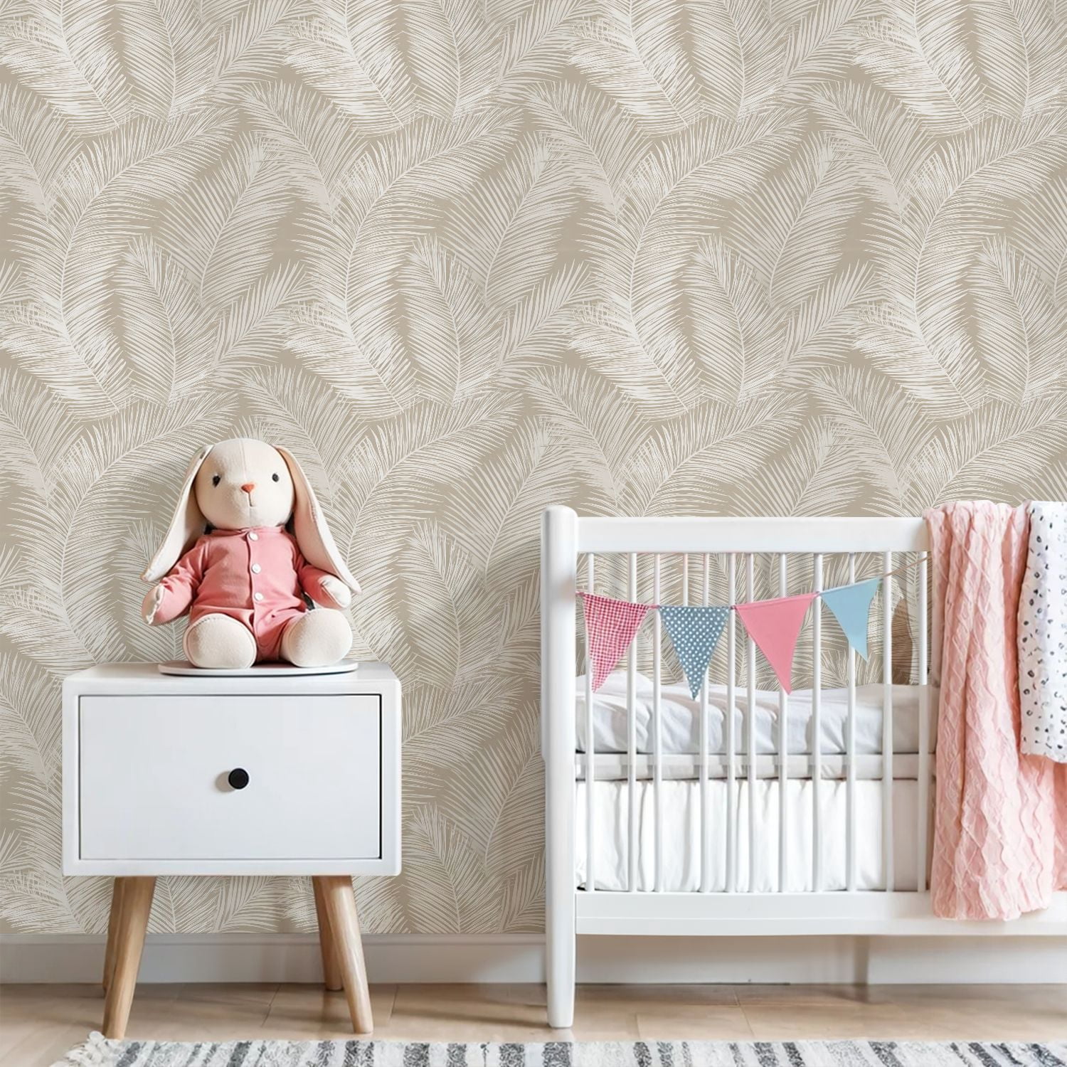 Peel and Stick Wallpaper Elegant Palm Leaves Neutral Tones Wall Mural 23.6in x 9.8ft Self Adhesive Removable Wall Paper Renter Friendly Wallpaper for Nursery Bedroom Cabinets