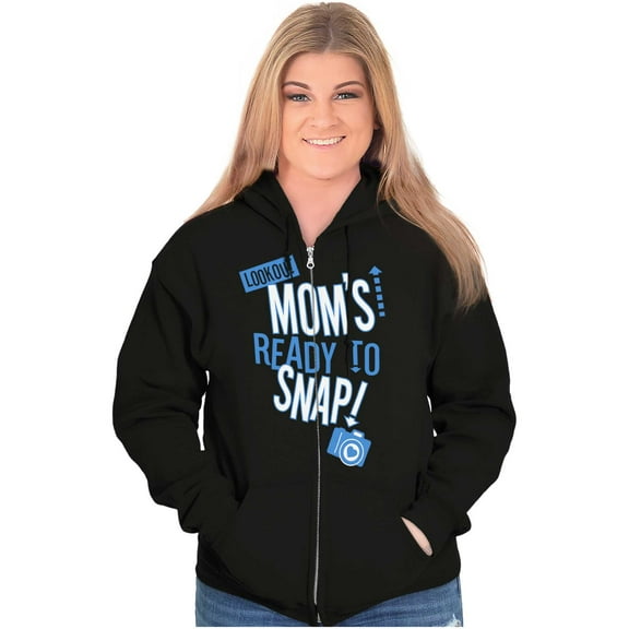Ready to Snap Motherhood Humor Funny Womens Plus Size Graphic Zipper Hoodie Brisco Brands 2X