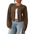 thumbnail image 5 of Cropped Cardigan Sweater Womens Lightweight Soft Knit Long Sleeve Crew Neck Button Down Dressy Cute Versatile Spring Fall Business Casual Work Travel Coffee S, 5 of 6