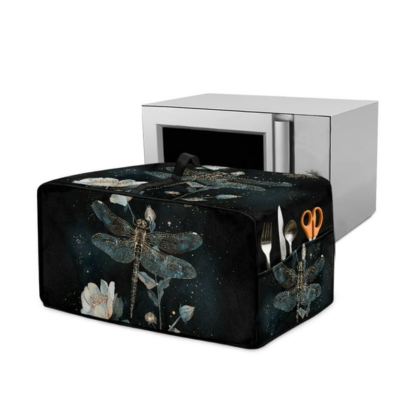 Renewold Toaster Oven Cover Dustproof Washable Countertop Oven Air Fryer Protector Case Polyester Kitchen Appliance Cover Home Decoration, 18.5 x 14.5 x 9 Inches, Dragonfly Flower
