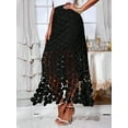 thumbnail image 2 of Lace Patchwork Women's Hollow Out Maxi Skirts High Waisted Boho Fringe Hem Long Skirt, 2 of 6