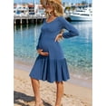 thumbnail image 3 of Women's Long Sleeve Maternity Dress Ruffle Maternity Clothes for Women, 3 of 5