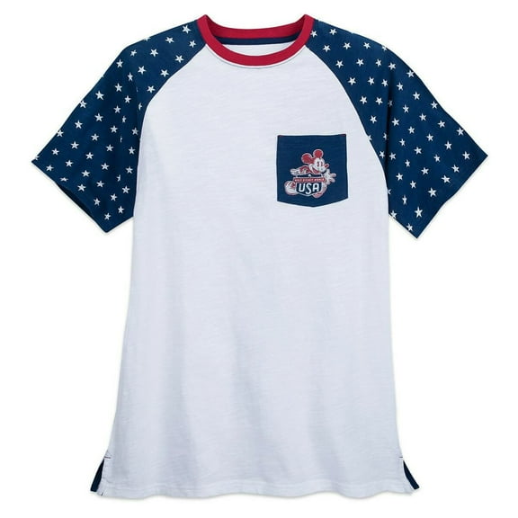 Walt Disney World Mickey Mouse Americana Raglan Mens America T Shirt Size Small - 4th of July