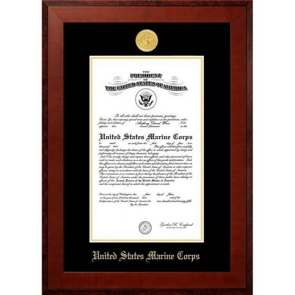 Campus Images  11 x 14 in. Patriot Frames Marine Certificate Honors Silver Frame with Silver Medallion
