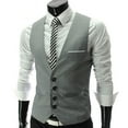 thumbnail image 6 of Skymirror Suit Vest Sleeveless Pockets Simple Solid Color Men Formal Business Vest Workwear, 6 of 7