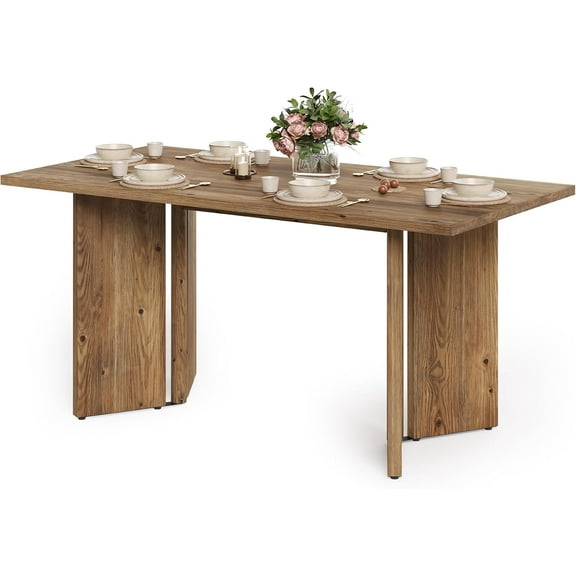 Tribesigns 63-Inch Long Dining Room Table, Solid Wood Kitchen Table