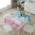 thumbnail image 6 of Pink Turquoise Ombre Table Cloth Waterproof Tablecloths, Abstract Beach Waves Gradient Tablecloth Dining Table Cover for Kitchen Party Tabletop Outdoor, Square Tablecloth 60x60 Inch, 6 of 9
