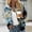 Blue, variant on Women's Floral Print Bomber Jacket, Casual Zip-Up Stand Collar Jacket, Lightweight Long Sleeve Coat with Pockets, 6 Colors, S-XXL
