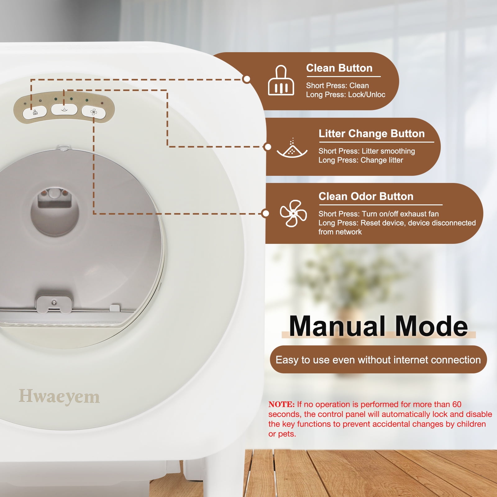 Self Cleaning Litter Box, 68L Large Capacity Automatic Cat Litter Box Self Cleaning for Multiple Cats, Automatic Litterbox with App Control Safety Protection Odor Removal