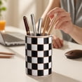 thumbnail image 5 of Checkered Bathroom Toothbrush Holder, Bathroom Black and White Ceramic Toothbrush Holder, Modern Toothbrush Box, Used for Bathroom countertop Storage Rack, Checkered Bathroom Decoration (Black), 5 of 9