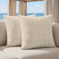 thumbnail image 5 of Pillow Covers 18x18 Set of 2, Beige Rustic Square Throw Pillow Covers for Couch/Sofa/Living Room, Vintage Farmhouse Beige Solid Color Decorative Soft Pillowcases for Couch Throw Pillows, 5 of 9