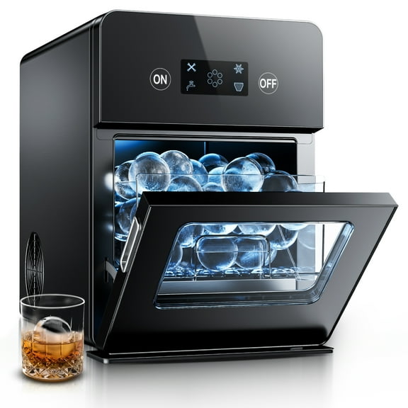 EUHOMY Commeircal Ice Ball Maker, 150 Pcs/Day, Sphere Ice Maker with Self-Cleaning for Whiskey