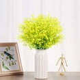 thumbnail image 3 of 4 Bundles Artificial Shrubs Bushes, Fake Outdoor UV Resistant Plants , Faux Plastic Bell Leaves Greenery for Indoor Outside Hanging Planter Home Office Wedding Farmhouse Decor (Yellow), 3 of 7
