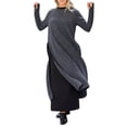 thumbnail image 1 of Gibobby Vestido de manga larga Falda larga de encaje de punto para mujer con vestido informal con sudadera de forro polar(Gris,G), 1 of 5
