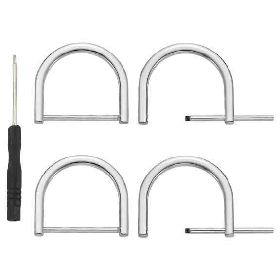 D-Rings Screw in Shackle for Purse Keychain Strap Buckle DIY Leather Craft Silver 1-1/2 Inch