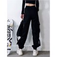 thumbnail image 2 of Pantalones de pierna negra con herramientas para mujer, estilo hip hop, modernos, rectos, holgados, estilo harén, para otoño e invierno, 2 of 6