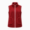 thumbnail image 5 of Womens Vest Jacket Full Zip Solid Color Sleeveless Jacket Fall Winter Casual Regular Length Outerwear with Pockets, 5 of 8