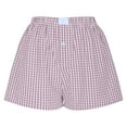 thumbnail image 4 of Taqqpue Womens Boxer Shorts Casual Cotton Lounge Sleep Plaid Gingham Shorts Summer Elastic Waist Pajama Y2K Beach Buttoms, 4 of 6