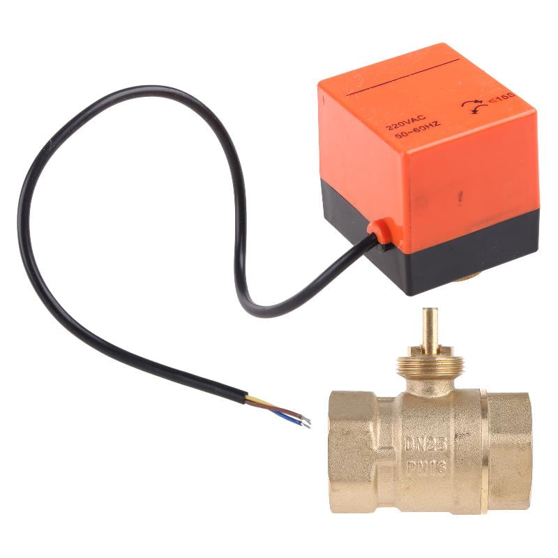 AC220V Waterproof 2 Way 3-Wire Ball Electric Motorized Brass Valve Actuator 