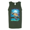 thumbnail image 2 of Swimming Sea Turtle Animal Lover Mens Graphic Tank Top, Forest Green, 2XL, 2 of 3
