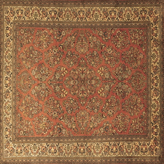 Ahgly Company Indoor Square Persian Brown Traditional Area Rugs, 4' Square